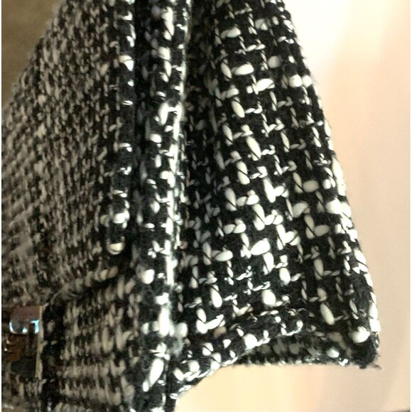 Wild Rose Tweed Handbag Black White Top Handle Removeable Silver Crossbody Chain - Picture 5 of 15